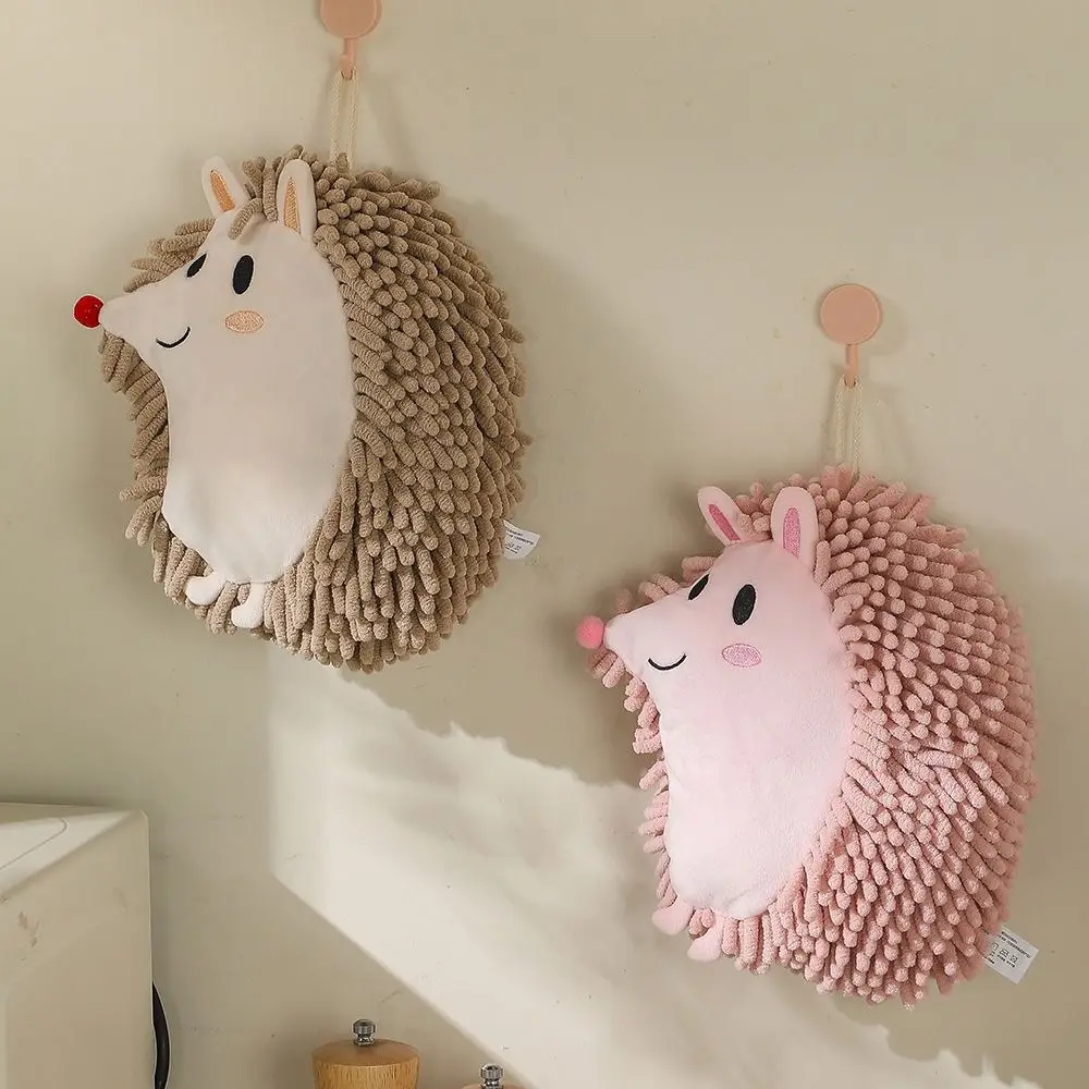 Cute Chenille Hand Towel Cartoon Hedgehog Soft Cleaning Cloth Quick Drying Super Absorbent Microfiber Towels for Kitchen
