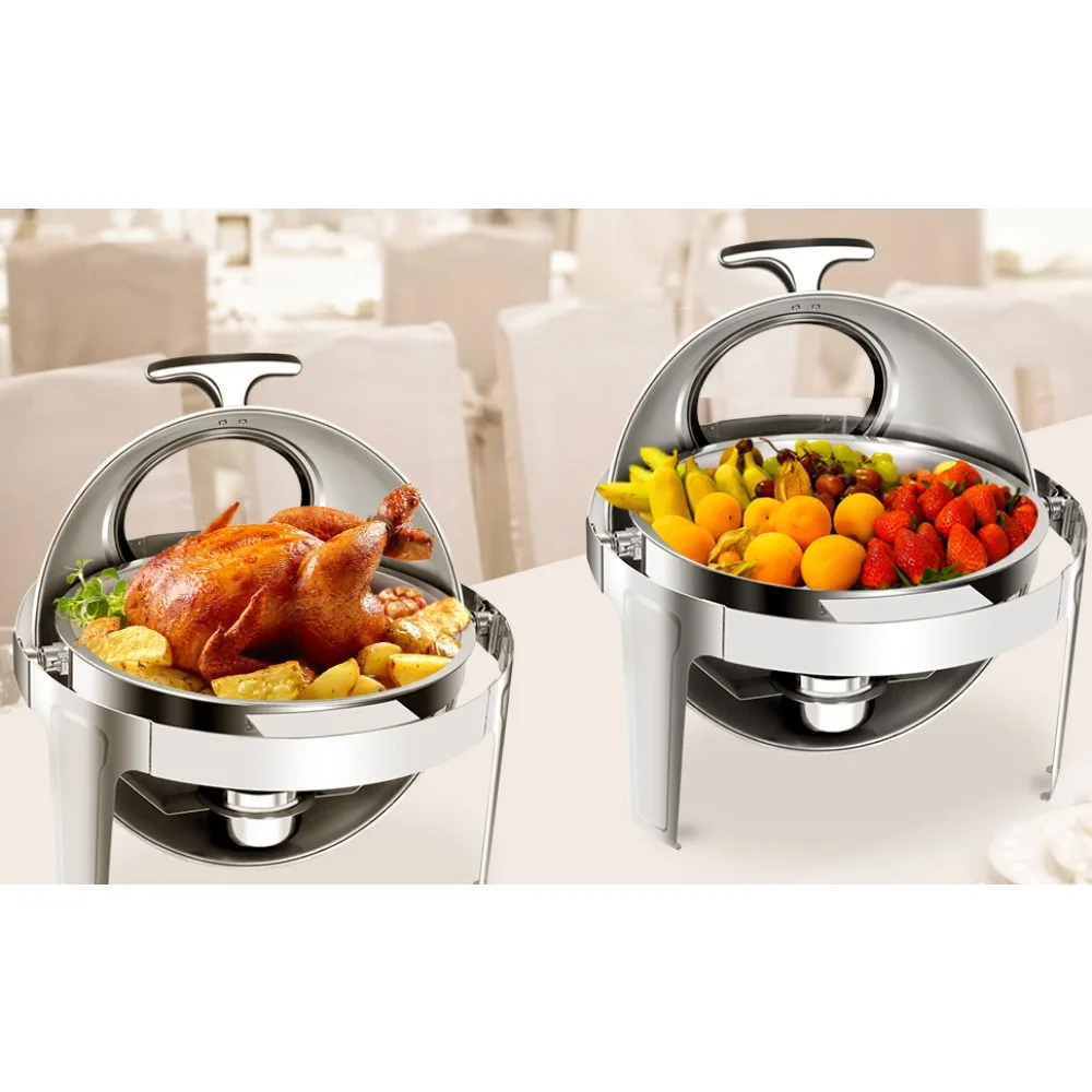 2-Pack Round Roll Top Chafing Dish Buffet Set Stainless Steel Chafer with 9. 5QT Warmers Set for Wedding, Parties Graduation