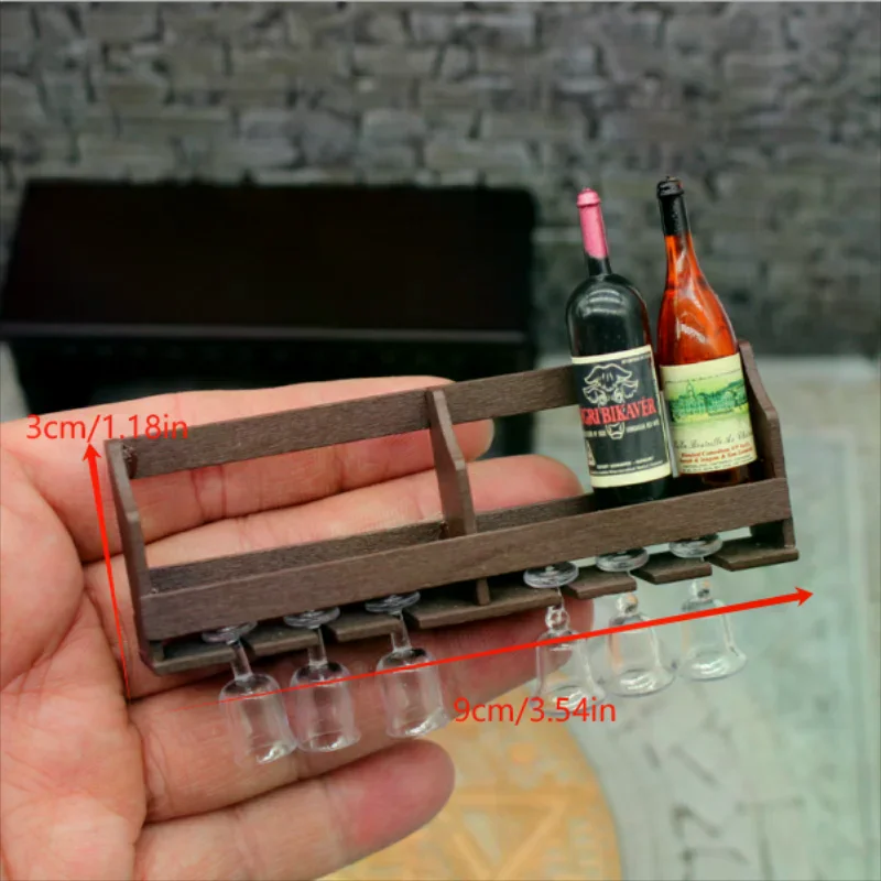 1 مجموعة دمية لعبة محاكاة الحائط النبيذ الرف كأس الرف مصغرة معلقة رف شاشة نموذج اللعب منزل لعبة ديكور طفل هدية #6