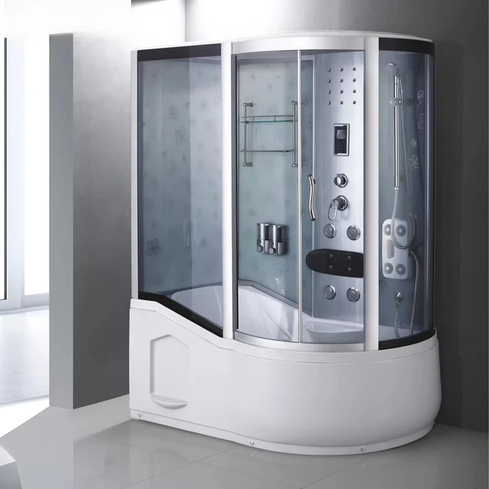 

Terrace Bathroom Tempered Glass Cabinet Set With Steam Shower Cabin