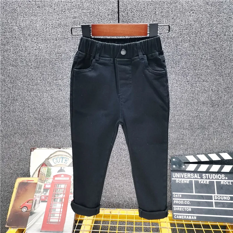 Spring Autumn Boys Casual Pants 2-8Years Old Children Pants Casual Girls Solid Color Trousers White/black Fashion Straight Pants