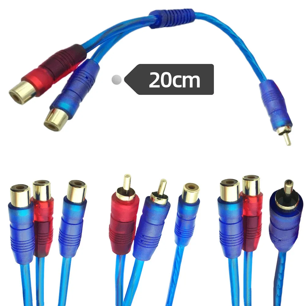 1 szt. RCA męski na żeński Splitter Stereo Audio Adapter Y złącze przewodu kablowego podwójny lotos głowy krótka linia do wzmacniacza samochodowego