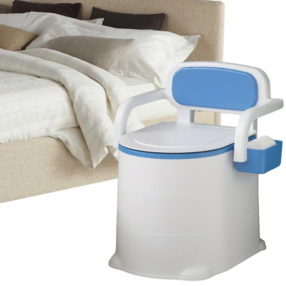 

Bedside Commode Portable Squat Toilet with Armrest Potty Chair Bedside Toilet Portable Commode Toilet for Elderly Disabled