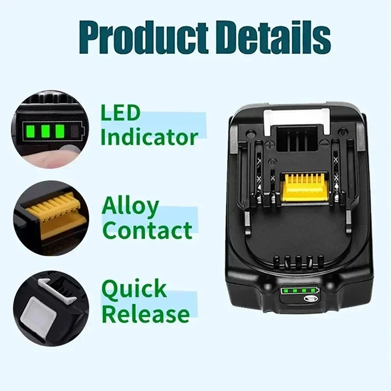 6Ah 100% Original Makita 18V Battery BL1860B Rechargeable Lithium-Ion Battery for Makita 18V Power Tools Replace the Battery.