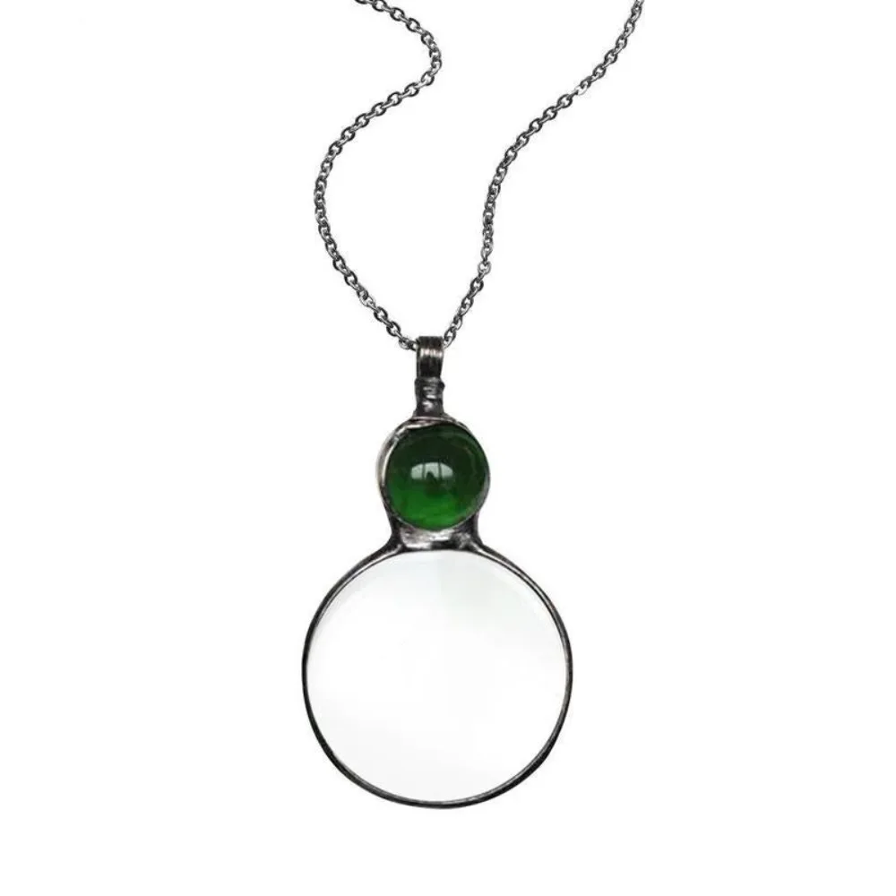 Metal Circular Magnifying Glass Pendant Reading Amplifier Fashion Sweater Chain Pendant BoHo Style Portable