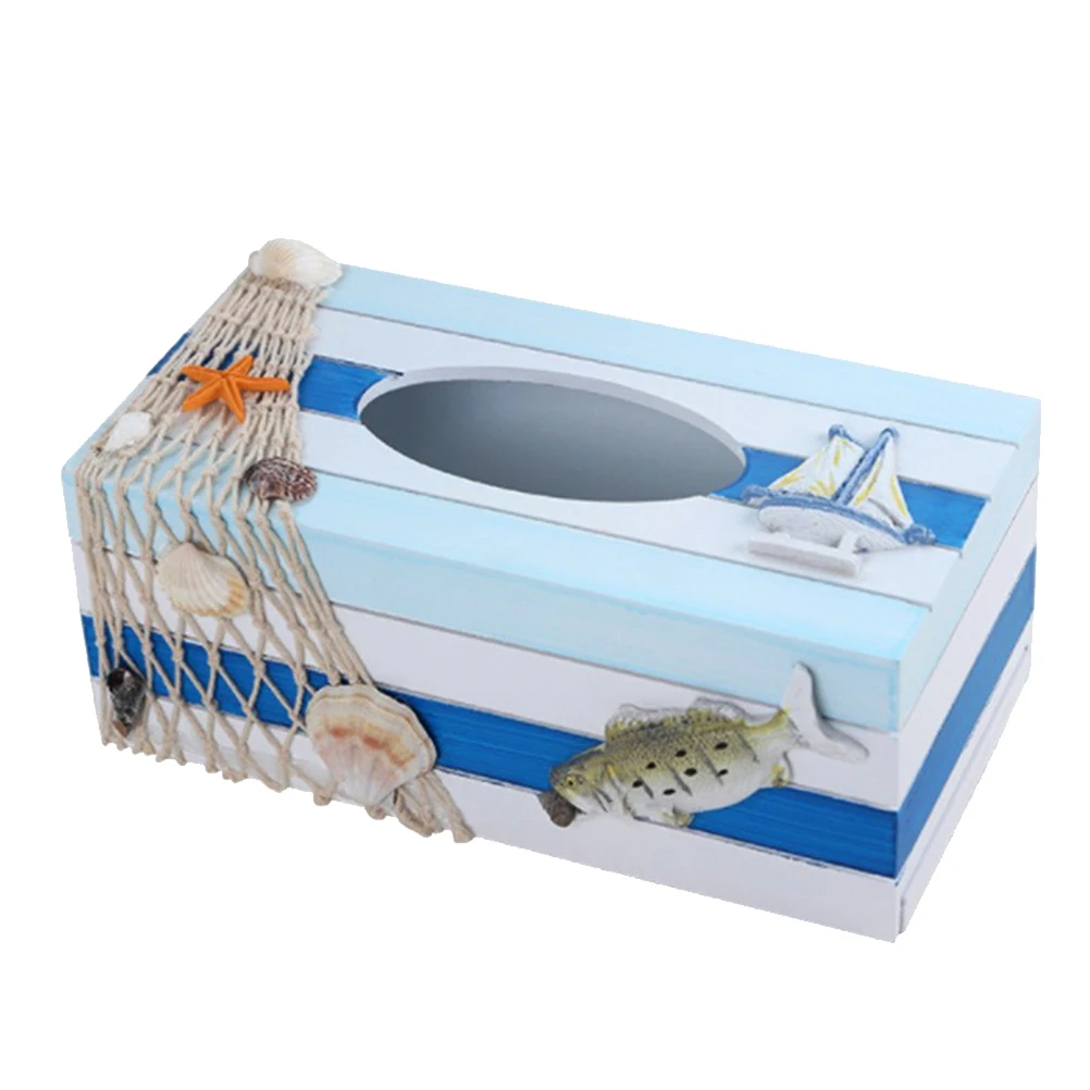 

1pc Wooden Tissue Box Mediterranean Style Desktop Storage Organizer For Home Office Hotel Use Design Tissue