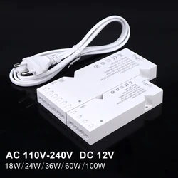 AC110V 220V do DC 12V szafka LED transformator oświetleniowy listwa oświetleniowa 4/6/10 Dupont Port 18W 24W 36W 60W 100 Adapter do zasilacza