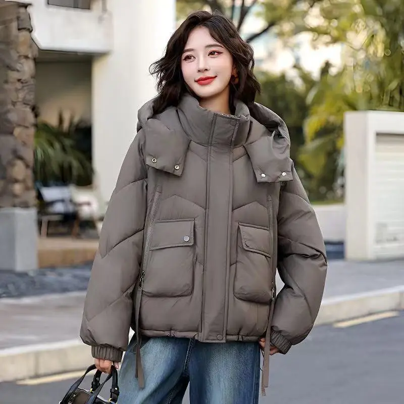 

Autumn and Winter New Women's Down Cotton Jacket Commuting High Street Loose Short Hooded Jacket