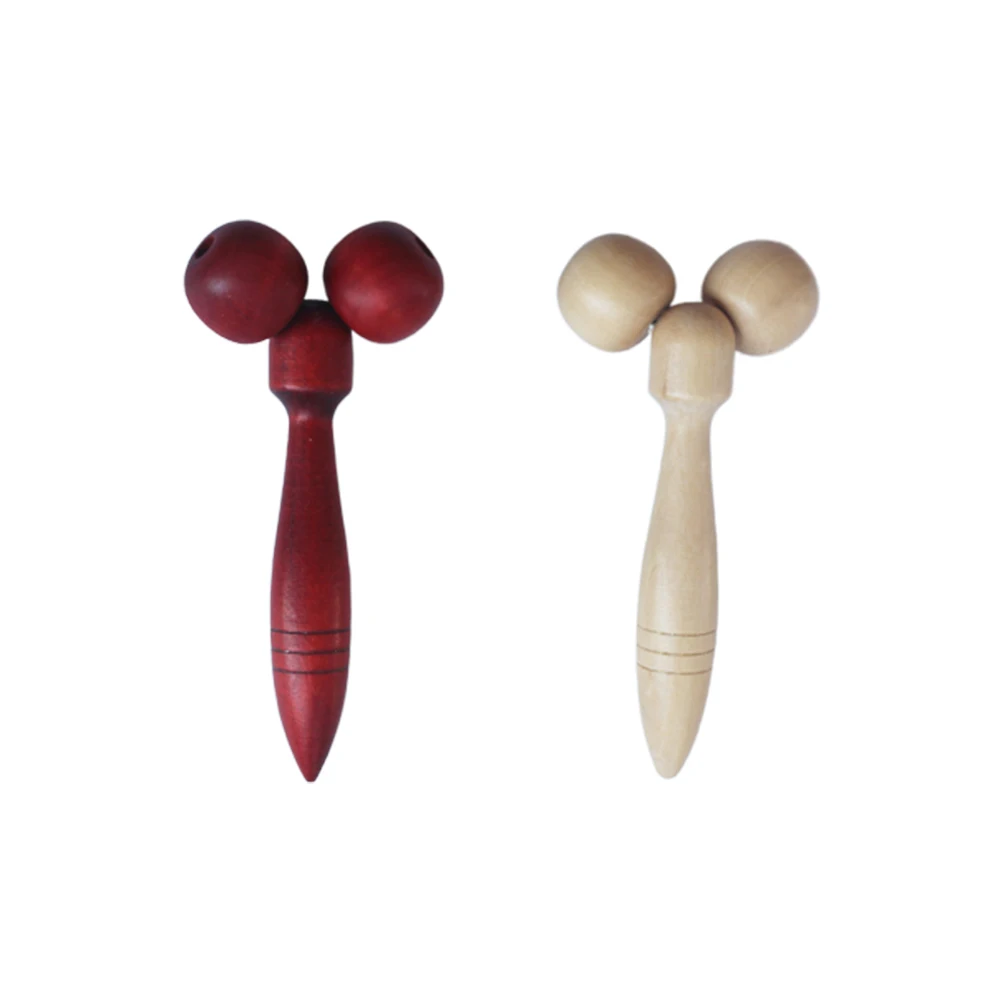 

2 Pcs Pine Wood Roller Massager Y-shape Hammer Bread Style Face-Lift Tool Soothe
