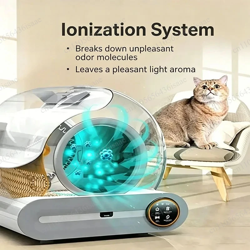 65L Smart Self-Cleaning Cat Litter Box App Control Ionic Deodorizer Waste Tray