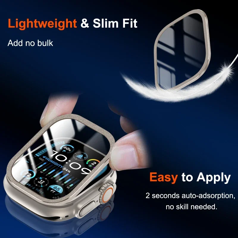 2PCS HD Metal Tempered Glass For Apple Watch Ultra 4-3 49mm Screen Protector Anti-Scratch Bumper Full Film for IWatch Ultra 49mm