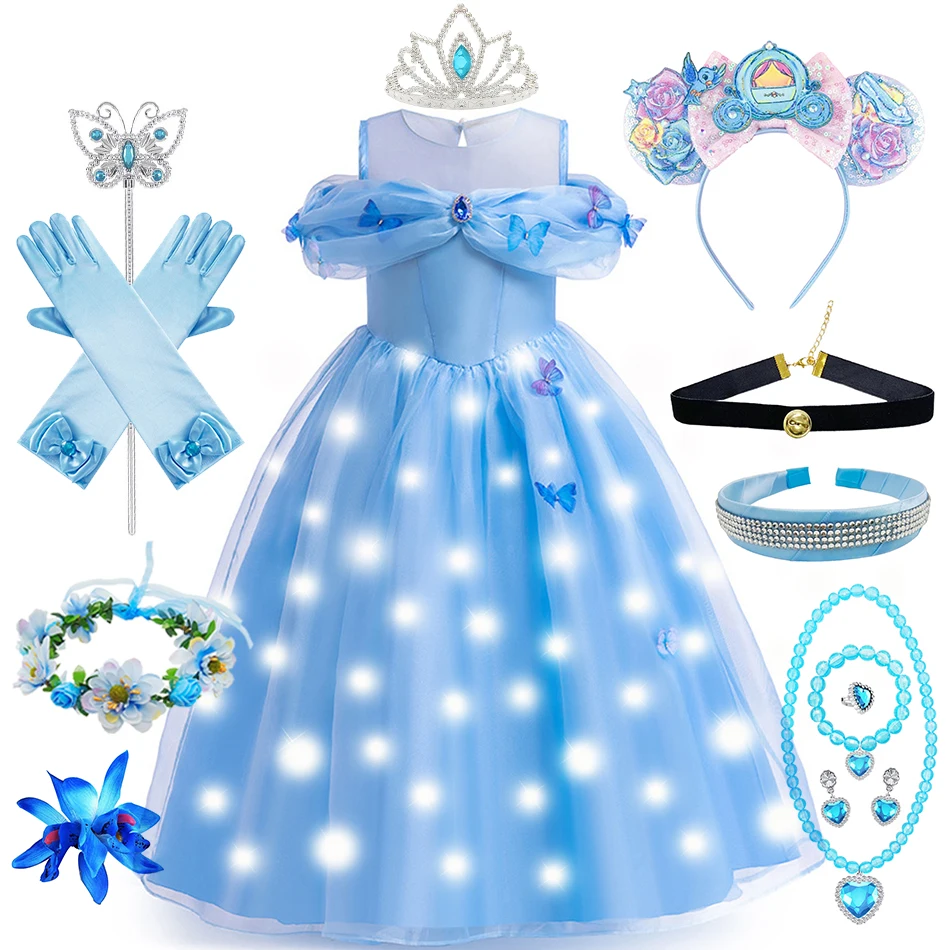 Cenerentola Dress Girl Cosplay Princess Costume tridimensionale Butterfly Design Prom Gown Kid Halloween Christmas Party Outfit