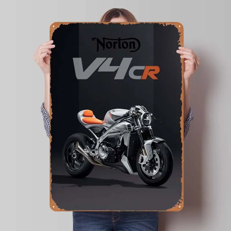 V4CR NORTON CAFE RACER Car Metal Sign Poster Decoration for Home Decor Vintage Tinplate Sign for Garage Wall Art Decoration Room