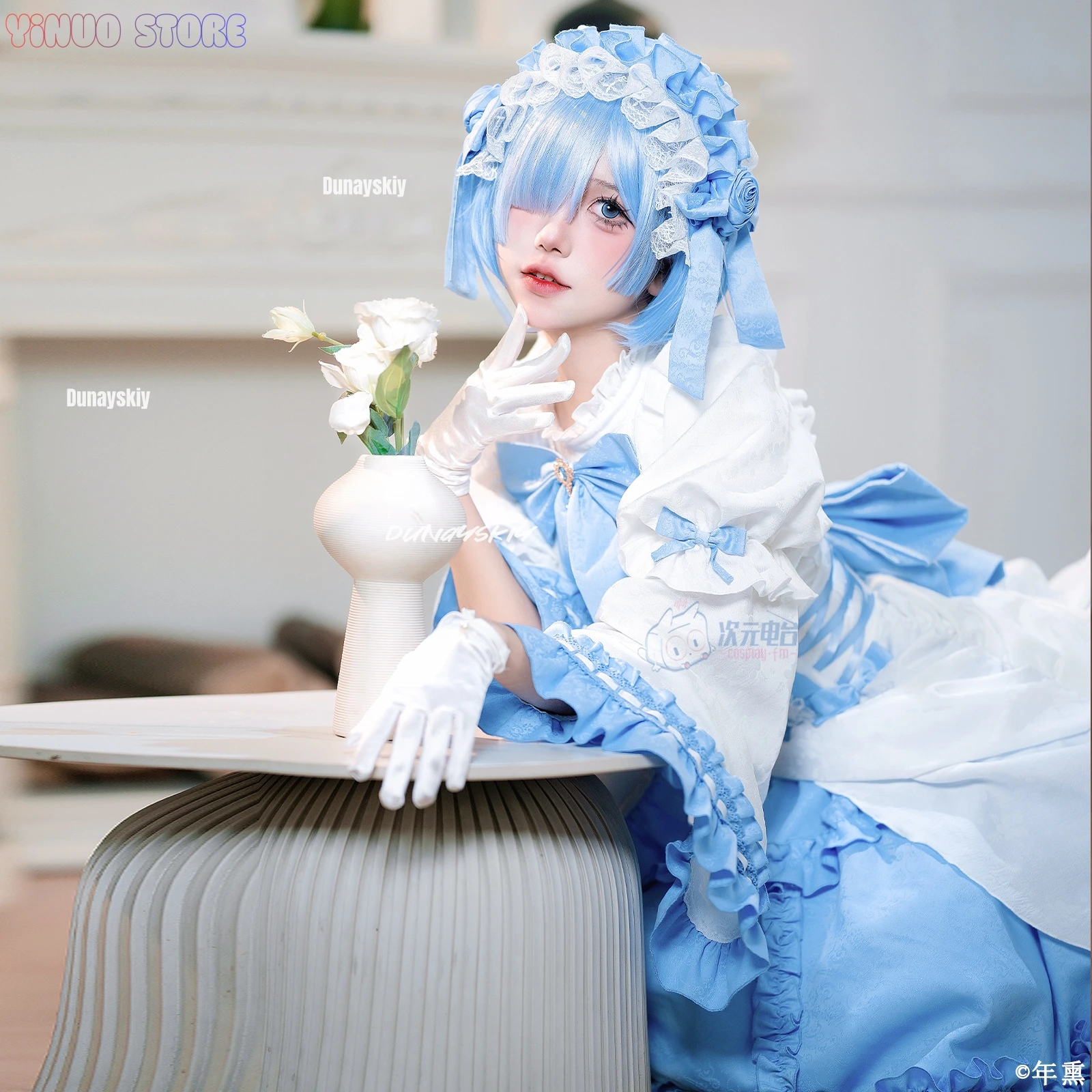 ريم كوسبلاي أنيمي إعادة: زيرو زي حلو أنيق على الطراز القوطي فستان رسمي مجموعة كاملة من ملابس لعب الأدوار لحفلات الهالوين