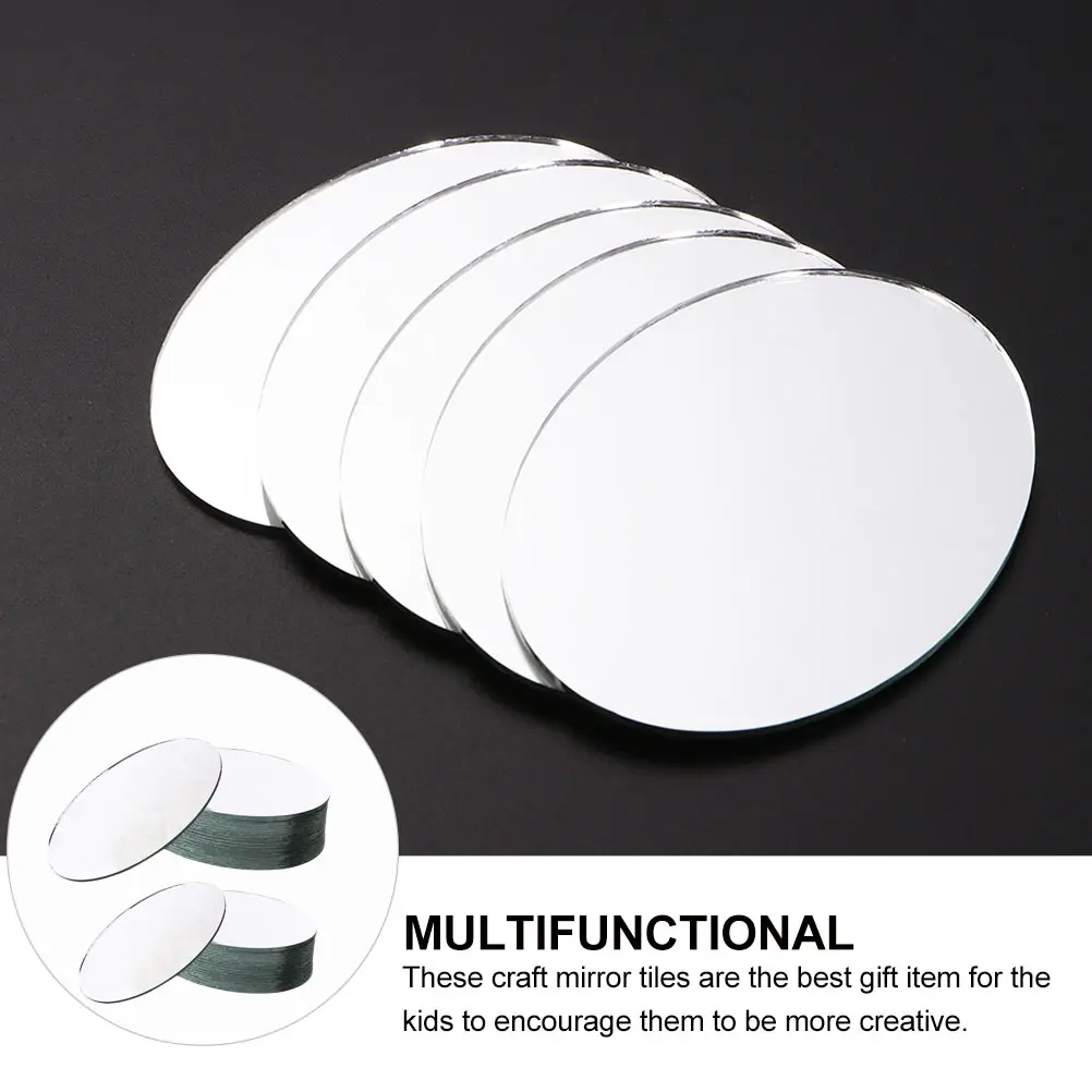 

20 Pcs Makeup Oval Lens Mirror Accessories DIY Tiles Decorate LED White Glass
