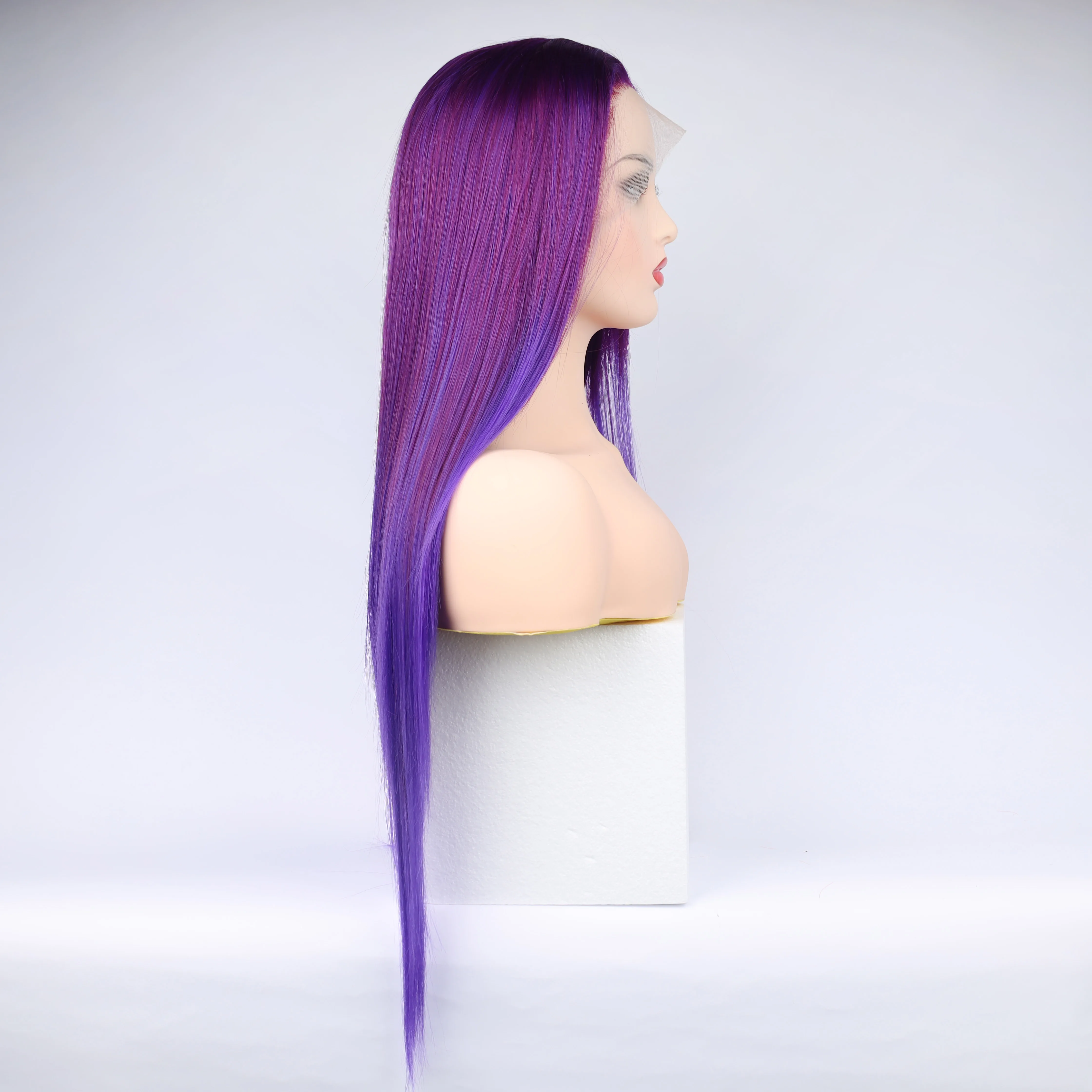 Mode gerade Perücke synthetische Spitze Front Perücken lila bunte weibliche Spitze Perücke 13x3 für Frauen Cosplay Haar täglichen Gebrauch