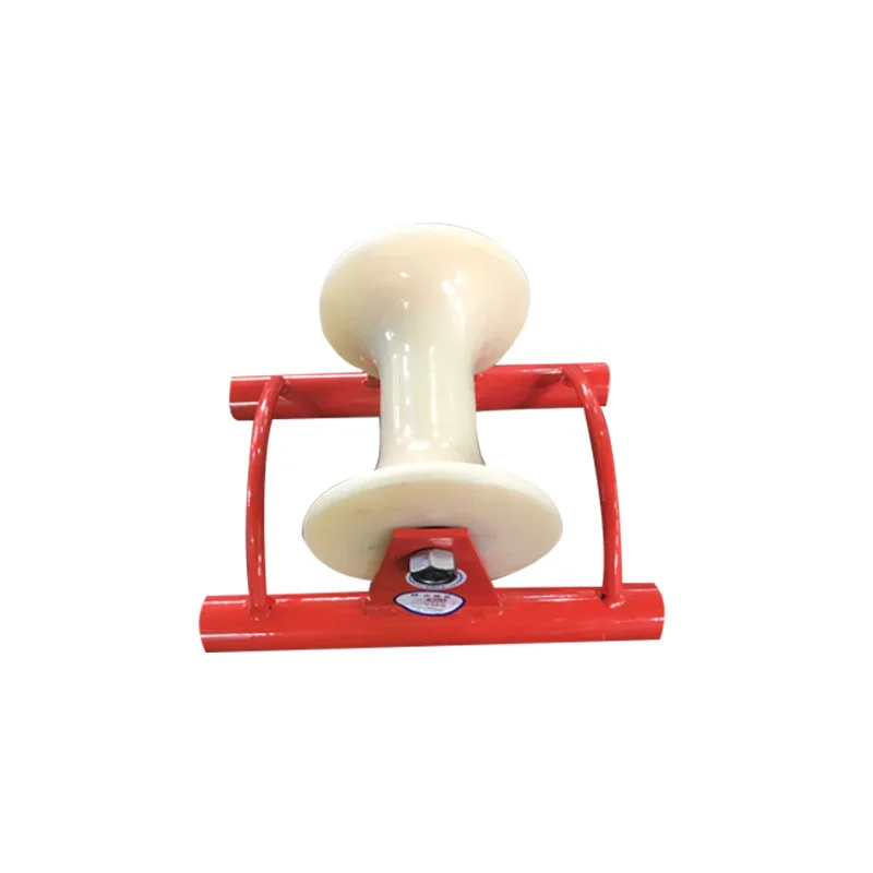 Linear pulley cable pay-off pulley corner straight running triple wellhead nozzle bridge