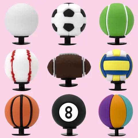 1/9 st 3D basket rugby skoberlocker för pojkar volleyboll fotboll sko dekoration tillbehör baseboll nål träsko för barn 10 best sales Crocs Charms Basketball - №2