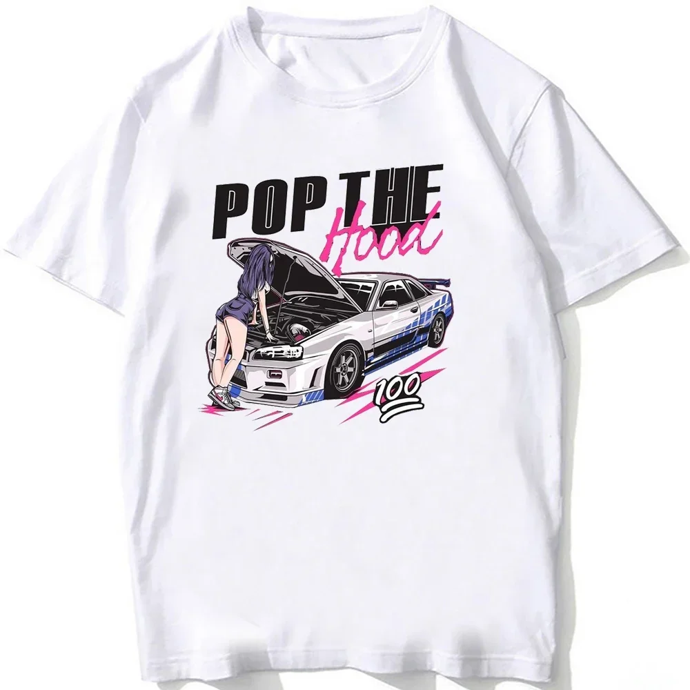 Camiseta clásica Pop The Hod Engineer estilo japonés GTR Skyline R34 para hombre, camisetas informales blancas de manga corta para hombre, Hip Hop