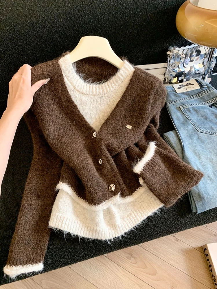 

Women's Autumn Layering Fashion Casual Style Knitwear Top Color Block Long Sleeve Elegant Commute Pullover Sweater