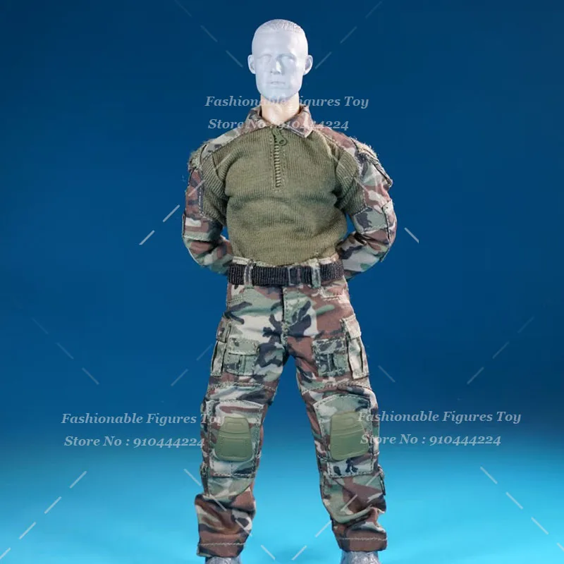 1/12 Men Soldier T-Shirts Combat Military Army Camouflage Long Sleeve Tops Pants Belt Tactical Clothes Fit 6Inch Action Figure