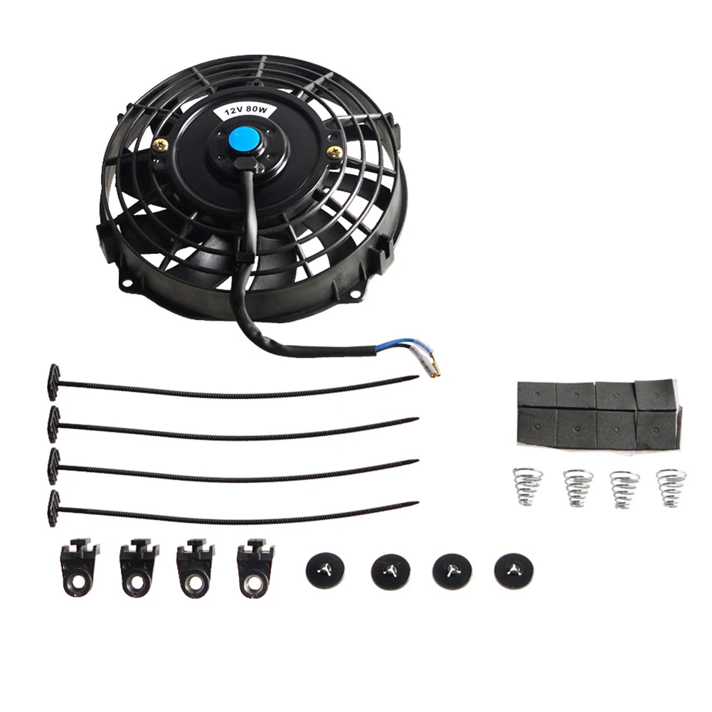 Ventilador de refrigeración de coche de 12V y 80W, disipación de calor eficiente para vehículos modificados, ventilador de refrigeración de radiador electrónico, Kit de refrigeración eléctrico de hoja