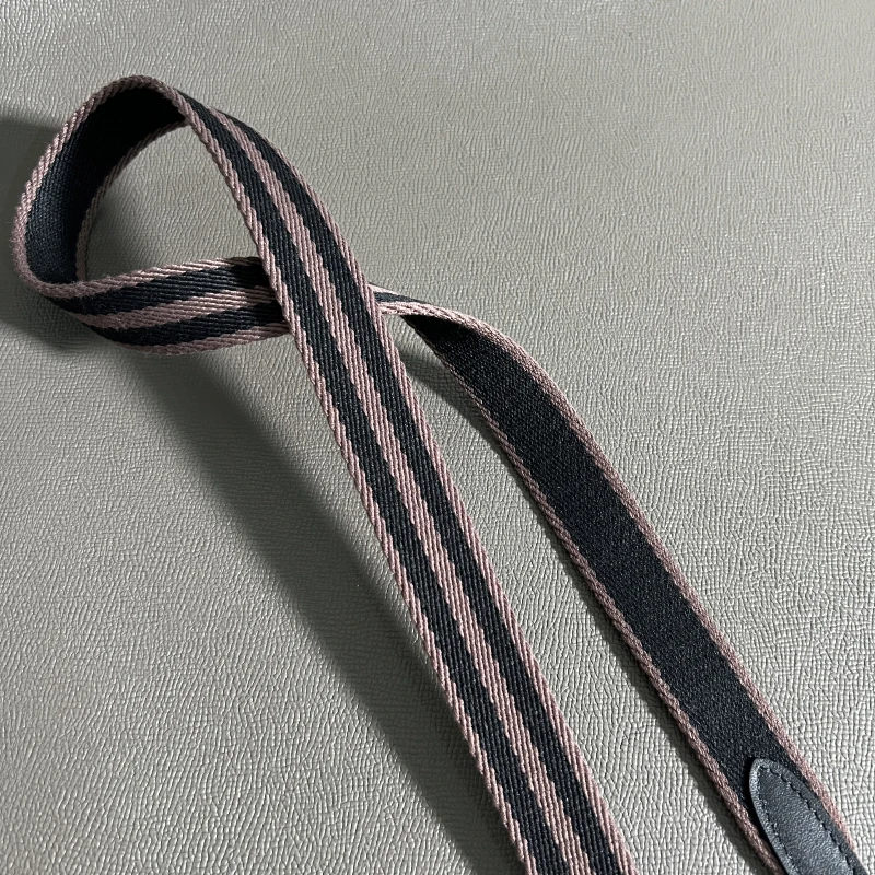 Hot 2.5cm Wide Top Grain Leather Genuine Leather Material Colorful Striped Canvas Strap Shoulder Strap Suitable For Kelly Bag