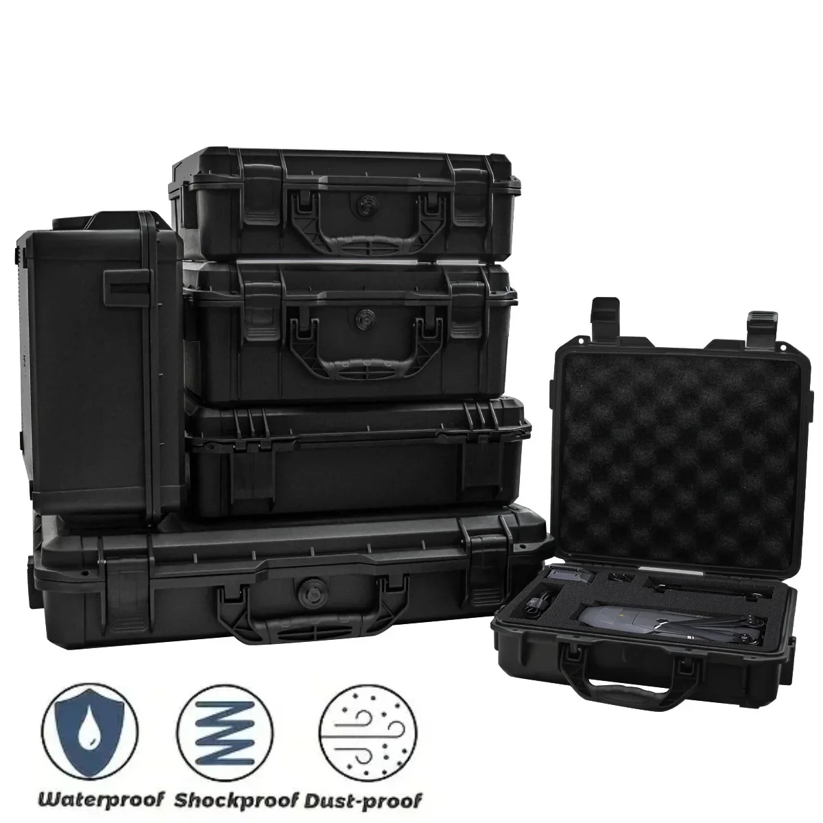 

1pc Universal Portable Plastic Tool Box With Foam Insert Waterproof & Shockproof Hard Carrying Case With Pre-cut Sponge