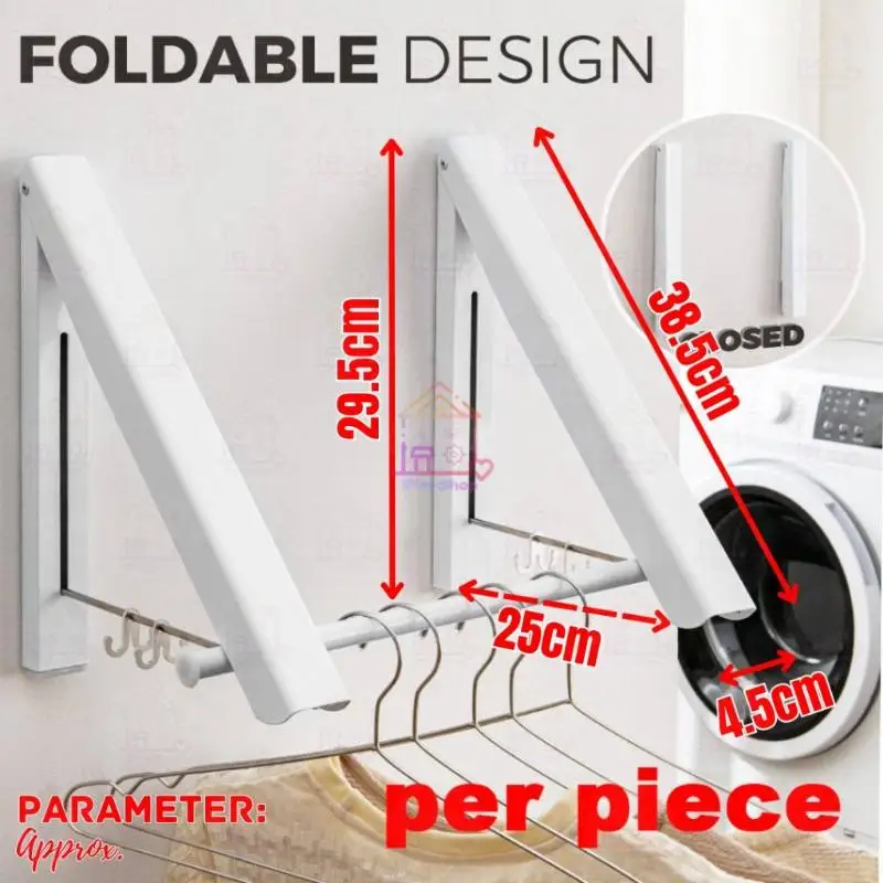 Efficient Clothes Hanging with Space Saving Instant Folding Single Rail Wall Mounted Drying Rack