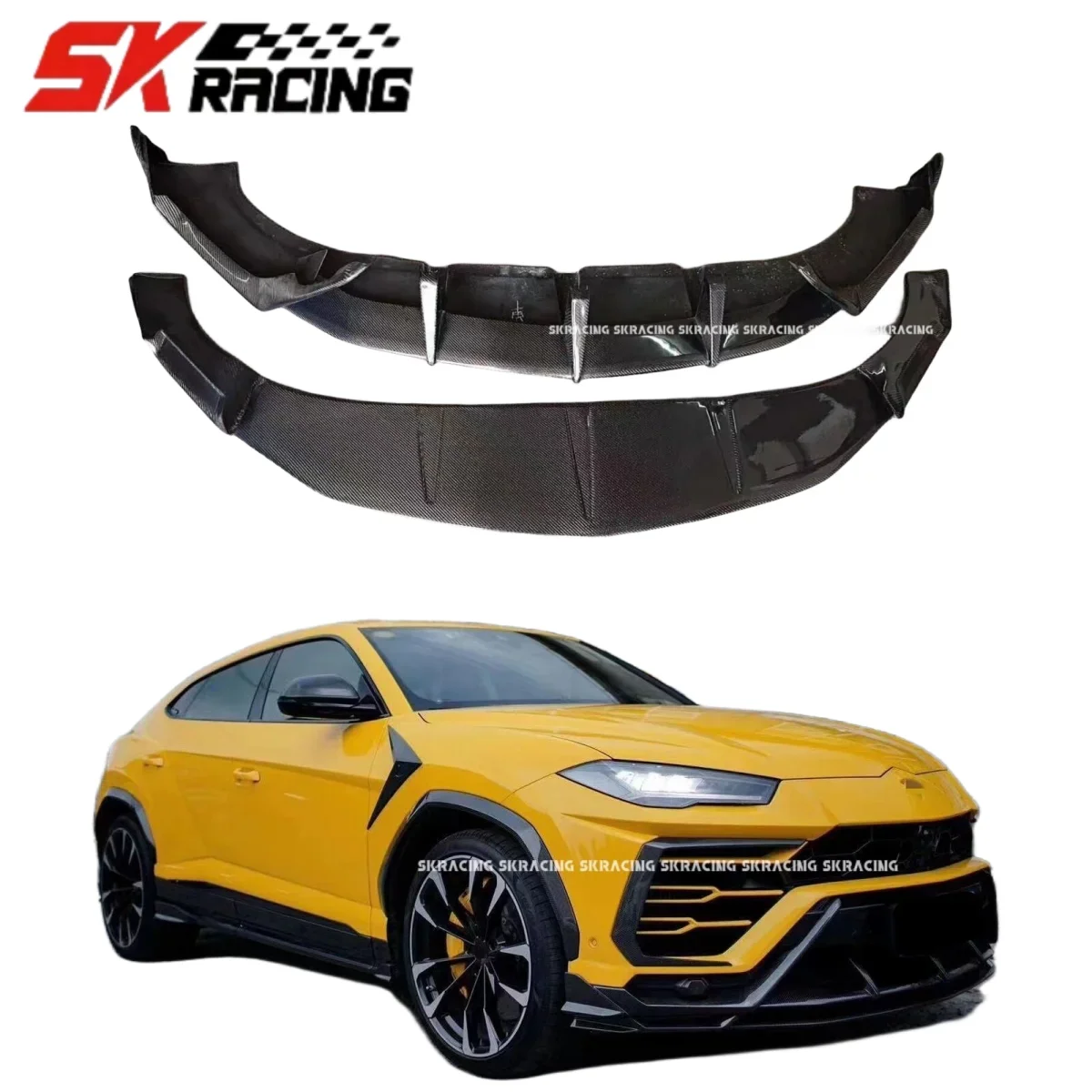 Real Carbon Fiber Front Bumper Lip Splitters Body Cover Trims Fits For Lamborghini Urus 2018-2022 Accessories Exterior Parts