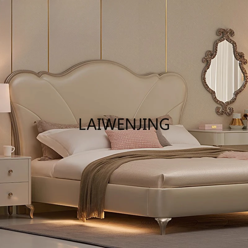 MJY French solid wood light luxury bed cream wind does not disturb each other double bed