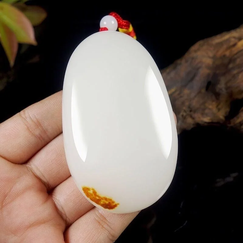 Genuine Natural Sheep Fat White Jade Handheld Piece Afghan Jade Handheld Piece Raw Stone with Skin Color Unisex Handheld Piece
