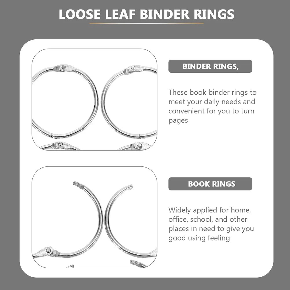 20Pcs Multi-Function Loose Leaf Binder Rings Metal Key Rings Notebook Book Clips Craft Ring Clips Metal O Ring