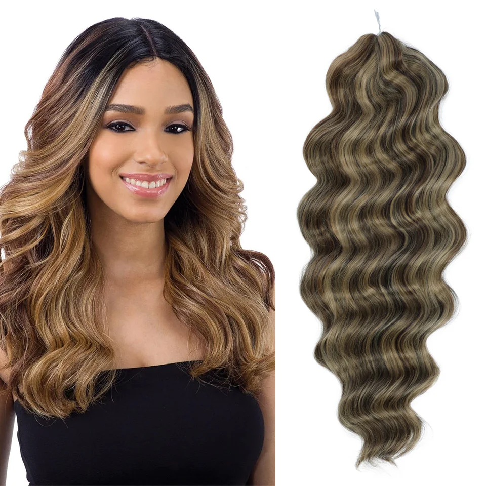 

26 Inch Body Wave Crochet Hair Extensions Synthetic Hair Crochet Hair Extension 300g Ombre Color Crochet Braiding Hair Extension