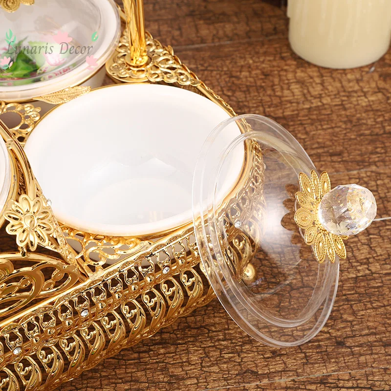 Six-grid acrylic fruit plate, exquisite high-end pattern, portable fruit snack dessert fruit basket