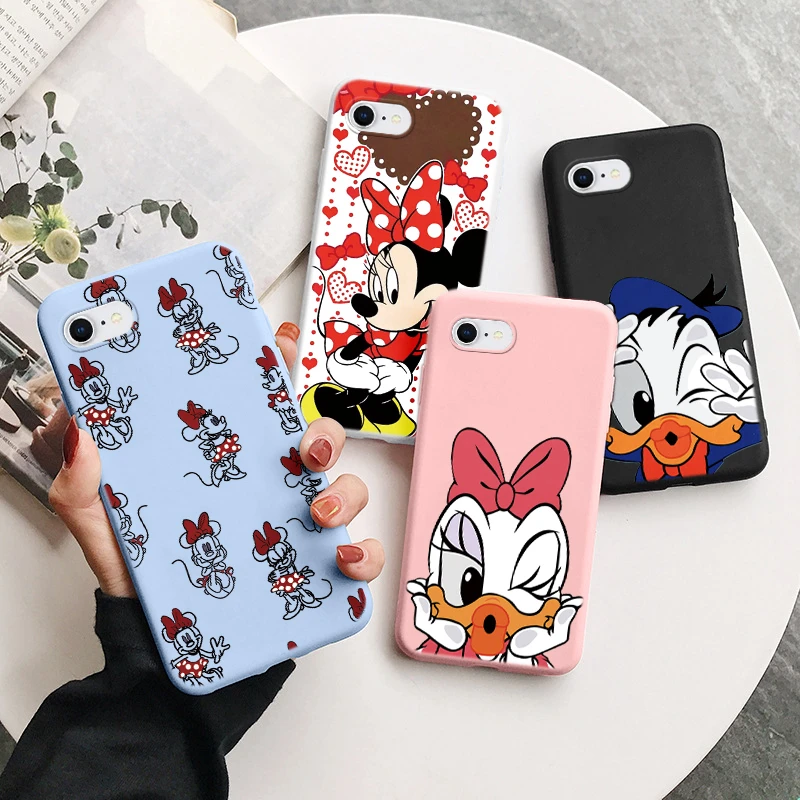 Pink Mickey Minnie Donald Duck Silicone Phone Case For iphone 7 8 Plus SE 2020 Cover Funda For iphone 7 Plus 8+ SE2020 Bumper