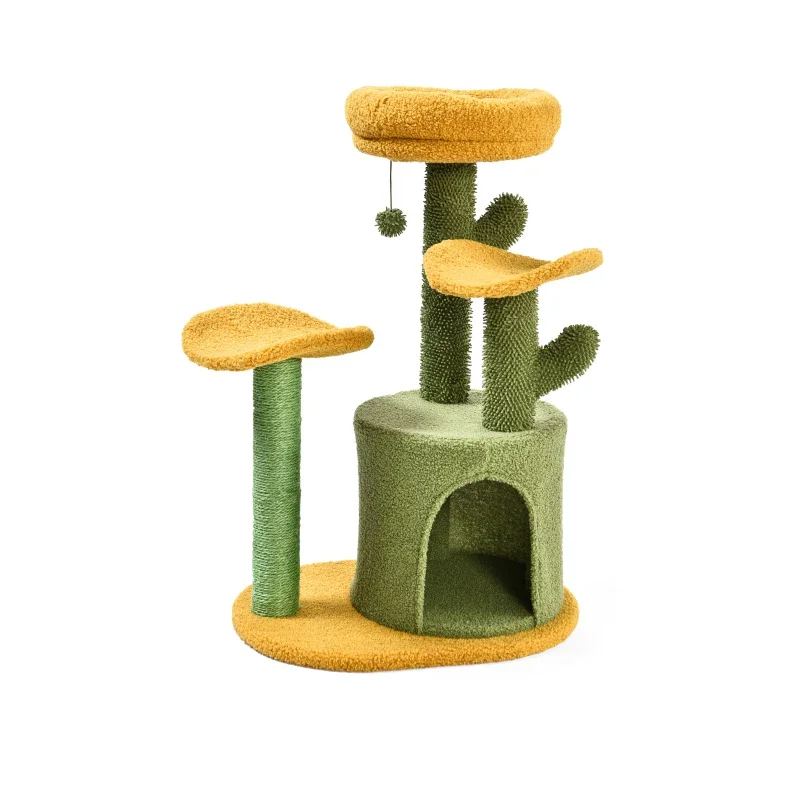 Pet Kitten Cactus Play House Furniture Multi-Level Green Cactus Cat Tree