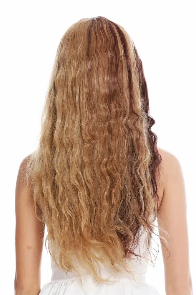 Women's Wig Long Hair Wavy Curly Blonde Brown Half