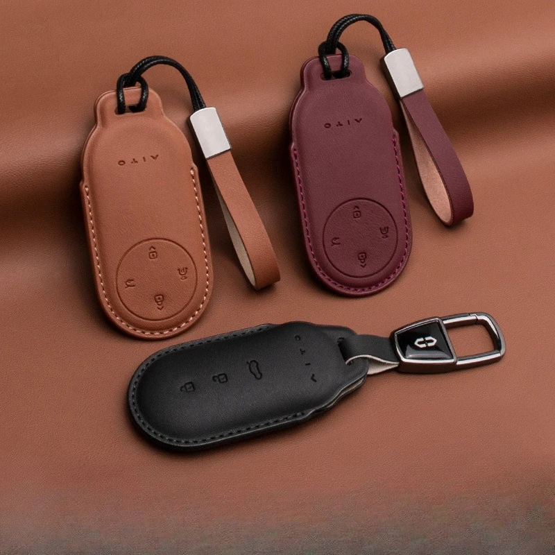 

For AITO M9 UItra MAX 2024-2025 Special leather key case Car remote control protective case