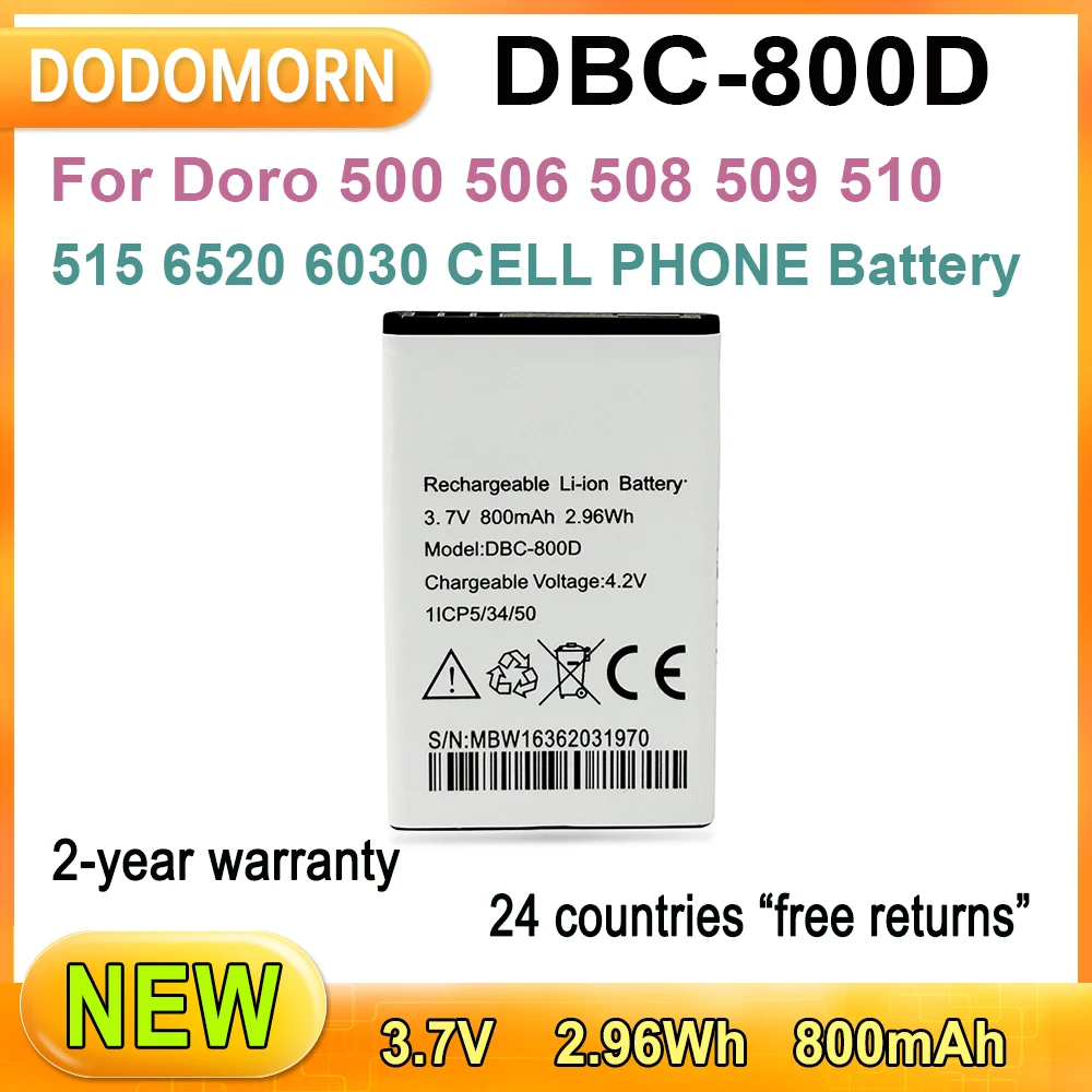 

New DBC-800D Battery For Doro 500 506 508 509 510 515 6520 6030 Series High Quality 2 Year Warranty