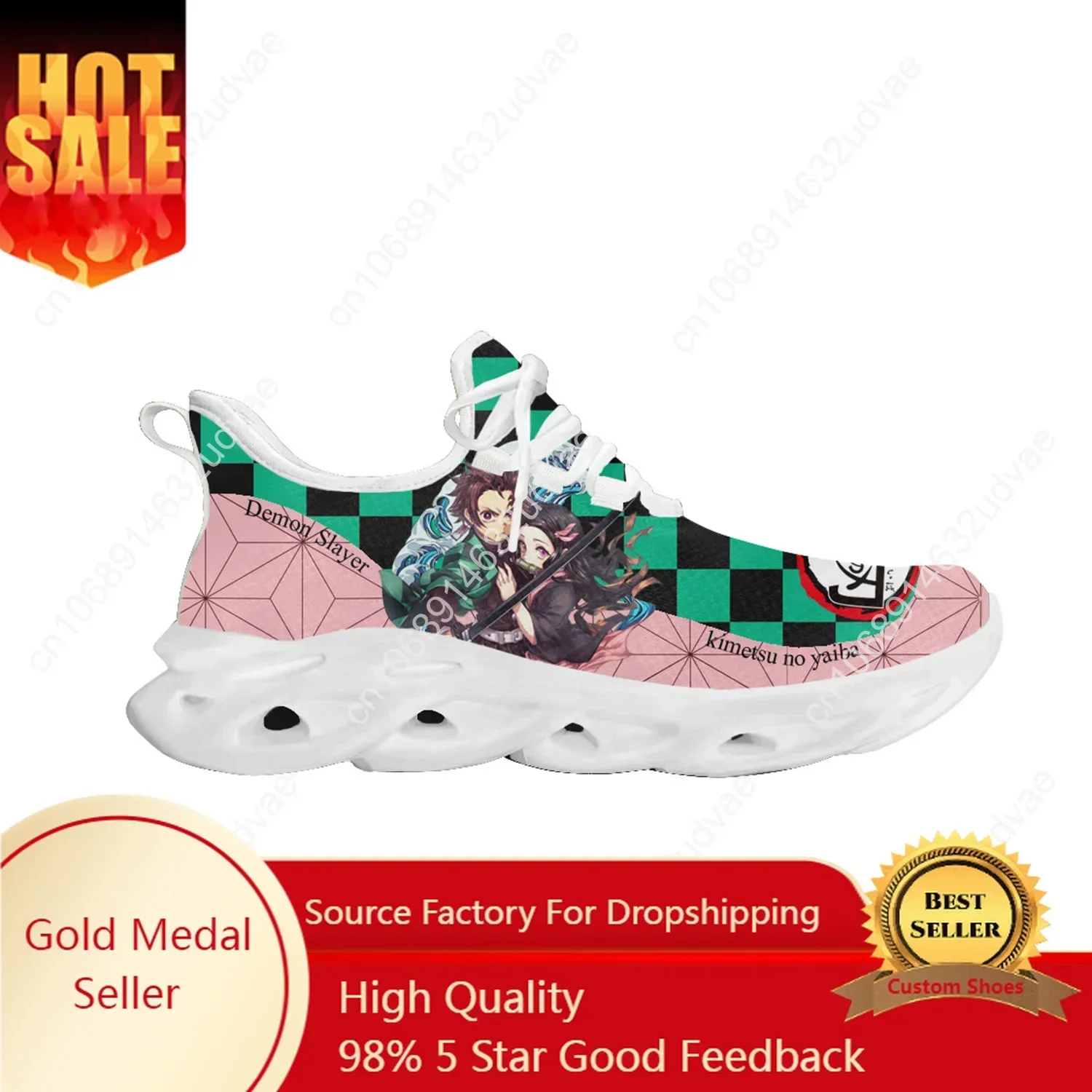 

Anime Cartoon Tanjirou Nezuk Flats Sneakers Mens Womens Sports Running Shoes High Quality DIY Sneaker Customized Made Shoe