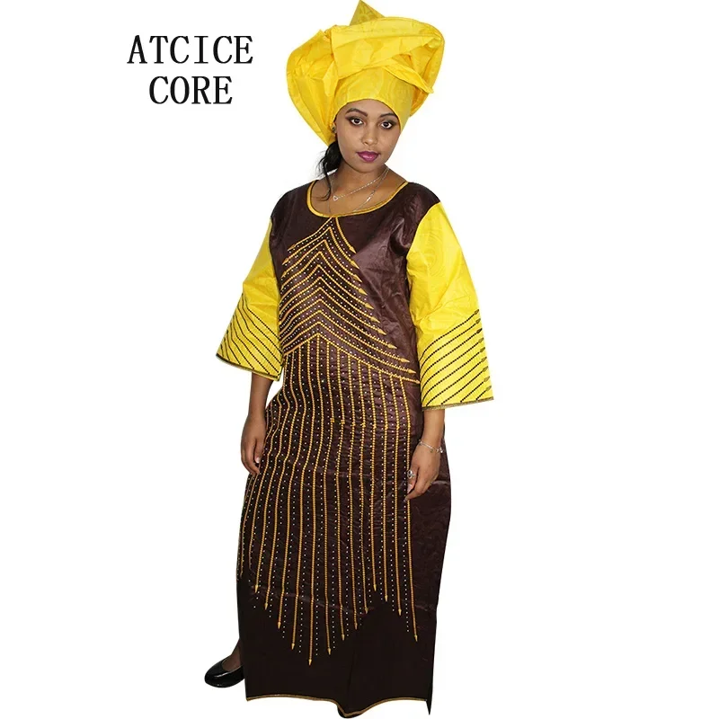 African Bazin Riche Embroidery Design Dress African Dresses For Woman Lady Dress Long Dress