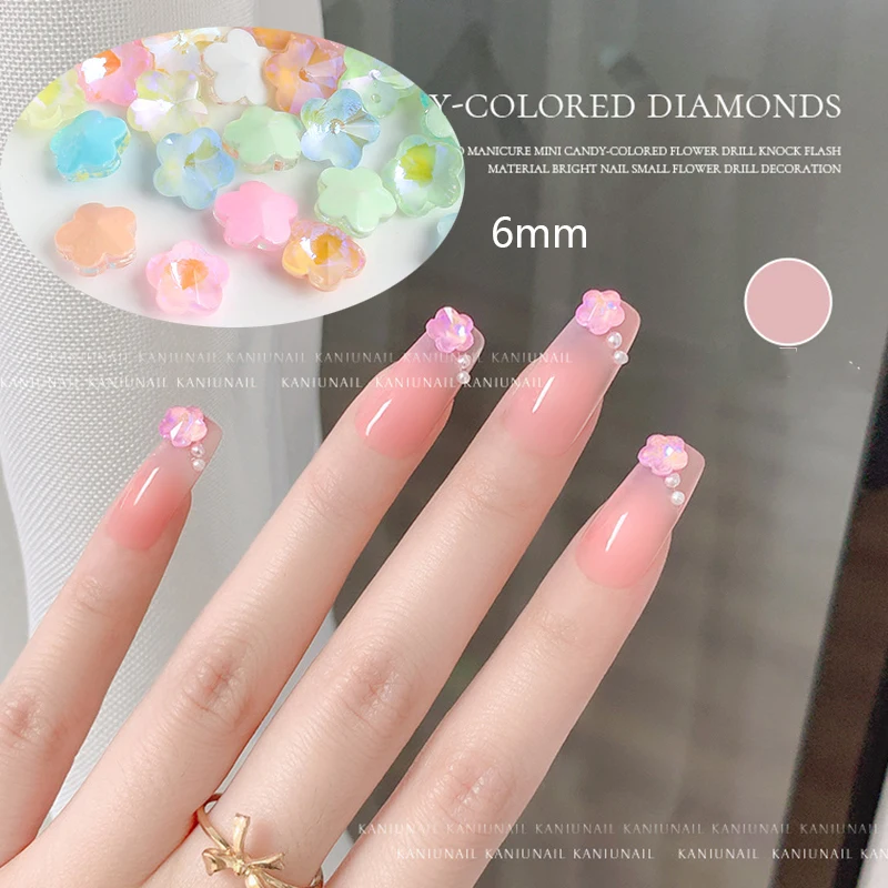 High Quality Cute Mini Flower 6MM Pointed Bottom 3D Crystal Glass Nail Rhinestones Stone DIY Manicure Decoration Accessories