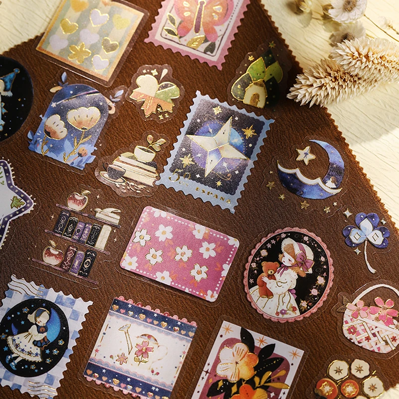 Mr.Paper 3 Packs Gold Foil PET Sticker Packs, Vintage Fantasy Diary Stamp Decorative Stickers for Scrapbooking, Journaling & DIY