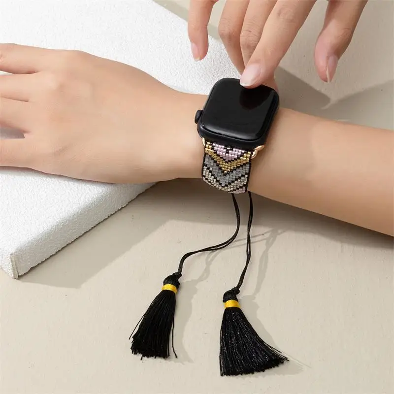 

ZHONGVI Women's Wrist Watch Band Bracelet Miyuki Beadwork Jewelry Geometric Bracelets for Smart Watch with Korean Fashion Tassel