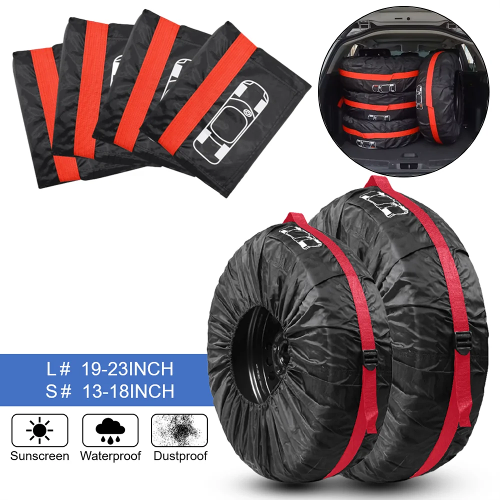 

4PCS Universal Car Spare Tire Covers Case Auto Wheel Tires Storage Bags 210D Oxford Cloth Dust-proof Protector Car Styling