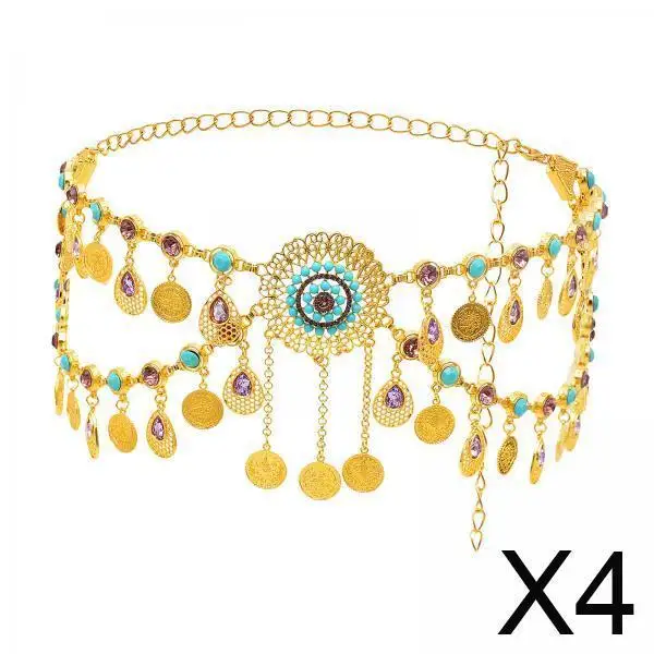 調節可能なファッションウエストチェーンベルト、女性用高級合金パーティードレスアクセサリー、タッセル付き