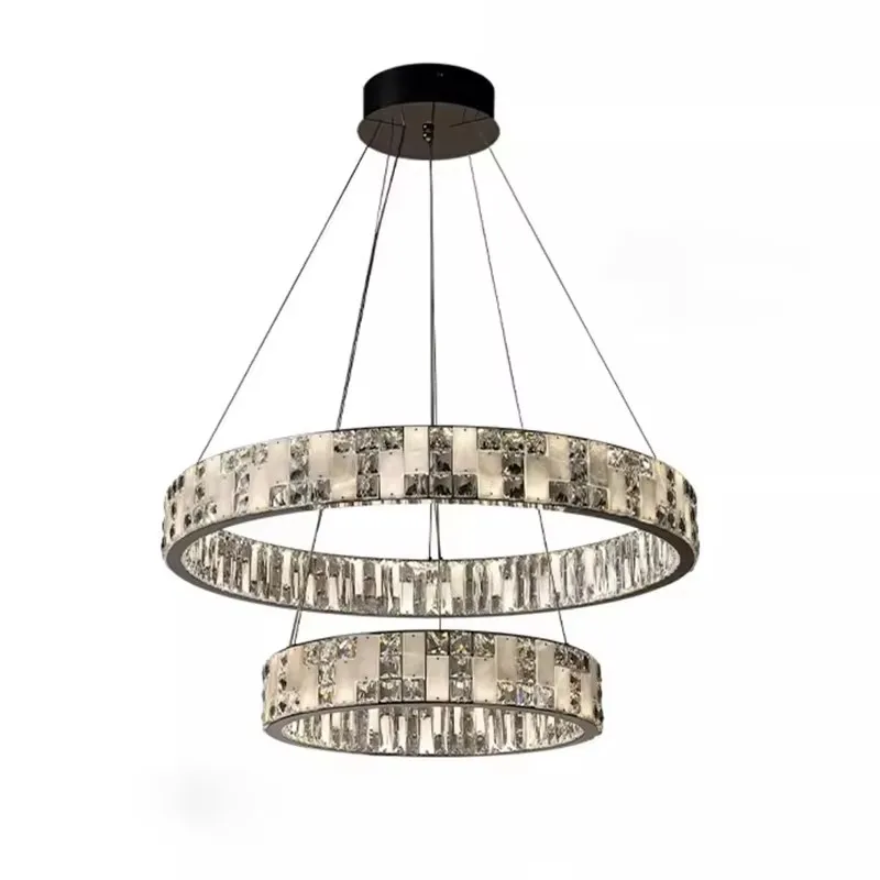 

Light luxury postmodern lucite crystal black chandelier, living room art deco style creative hanging ceiling light fixture.