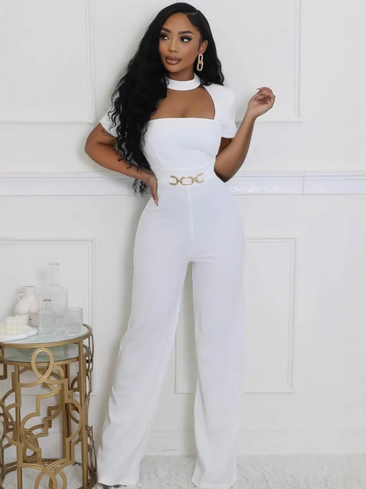 

Solid Color Women Jumpsuits For Summer Autumn Short Sleeve Loose Fashion Streetwear Overalls Wide Leg Pants Trousers 2025
