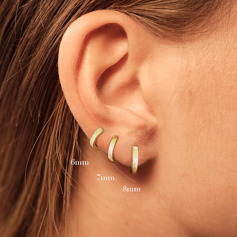 ROXI Minimalism Pendientes Round Glossy Hoop Earrings for Women Cartilage Kolczyki 925 Sterling Silver Fine Jewelry 5/6/7/8/9mm